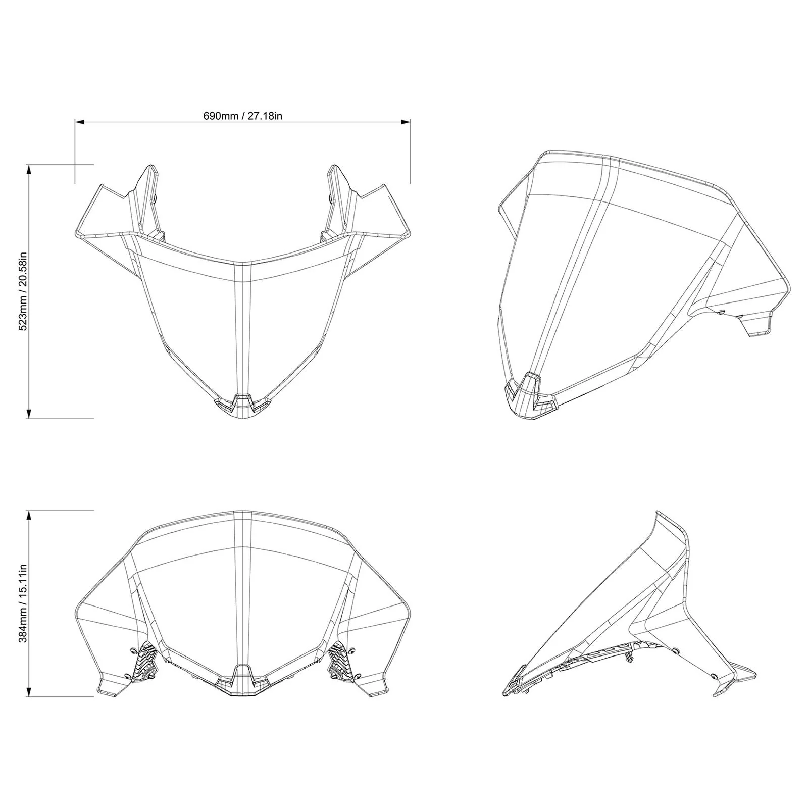 Lynx One-Piece Sport Medium Windshield - Image 4